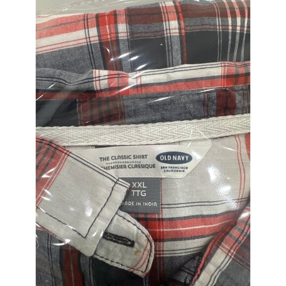 Old Navy Women SZ XXL Plaid Classic Shirt Red/Blue Button-Down Top Cotton Fabric - Picture 3 of 10